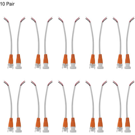 Câble d'alimentation DC mâle-femelle pour ruban LED - Lot de 10 paires (1/5)