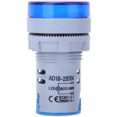 Voltmètre Numérique AC 60V-500V avec Affichage LED Bleu AD16-22DS