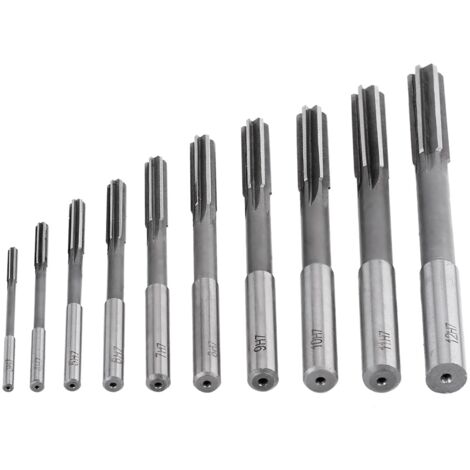 10 pièces Alésoir HSS H7 pour Trous Droits, Diamètre 3-12mm, Pour Machine