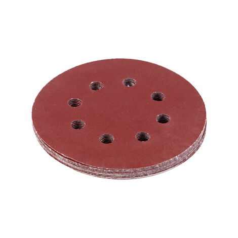 Disques abrasifs rouges 125mm grain 150, 8 trous pour polissage et ponçage (1/3)