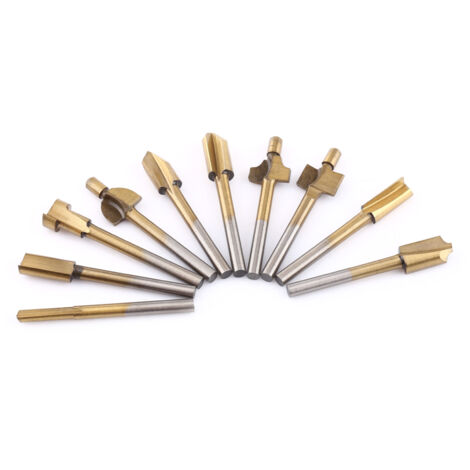 10 pièces Fraises à Rainurer HSS Revêtement Titane pour Bois, Tige 1/8", Outils de Découpe pour Bordure (1/5)