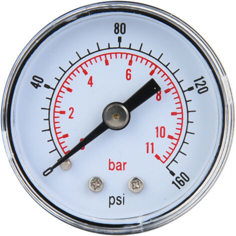 Manomètre universel pour air, huile, eau - Raccord 1/8 BSPT arrière - Mesure 0-11 bar / 0-160 psi (1/5)