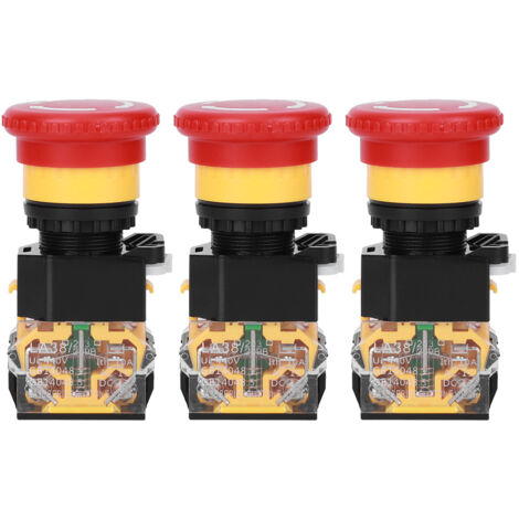 3 Boutons d'Arrêt d'Urgence 22mm 440V 10A - Interrupteurs de Sécurité pour Équipements Industriels (1/5)