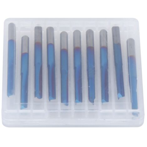 ZDZCYS17DL Fraises Droites en Carbure Cémenté 3.175mm Bleues, 10 Pièces avec 2 Trous (1/5)