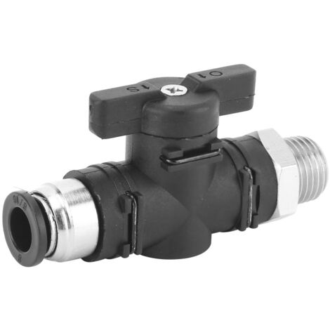 Vanne pneumatique manuelle 8mm avec raccord rapide et filetage mâle BSPP - BC8-04