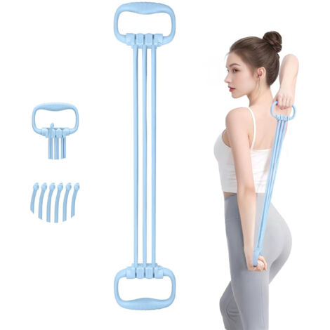 Bande de résistance en forme de 8 pour femmes, 15-90 livres (environ 6,8-40,8 kilogrammes), bande de résistance réglable, exercice pour les bras et le dos, 6 cordes élastiques de fitness, bandes de ré (1/5)