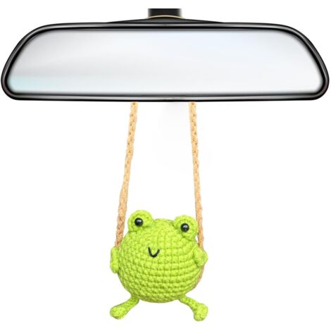 Pendentif grenouille tricotée pour rétroviseur, décoration mignonne pour rétroviseur, accessoire intérieur, cadeau d'anniversaire pour la voiture, cadeau de Nouvel An et de Noël pour les filles et les (1/5)