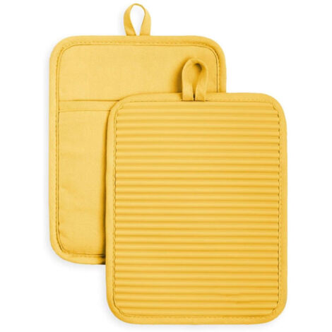 Support à casseroles en silicone souple nervuré, lot de 2, couleur annuelle 2025, jaune beurre, 17,78 cm x 22,86 cm (1/4)
