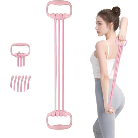 Bande de résistance en forme de 8 pour femmes, 15-90 livres (environ 6,8-40,8 kilogrammes), bande de résistance ajustable, exercice pour les bras et le dos, 6 cordes élastiques de fitness, bandes de r (1/5)