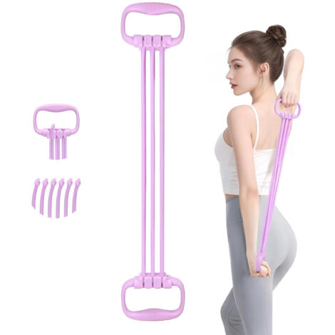 Bande de résistance en forme de 8 pour femmes, 15-90 livres (environ 6,8-40,8 kilogrammes), bande de résistance réglable, exercice pour les bras et le dos, 6 cordes élastiques de fitness, bandes de ré (1/5)