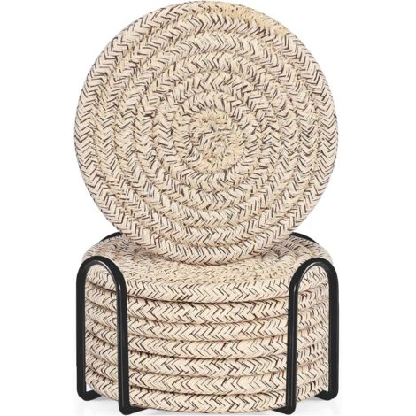 Lot de 8 sous-verres avec support, ensemble de sous-verres minimalistes pour la décoration intérieure, adaptés à la protection des plateaux de table en bois, 4,3 pouces (environ 10,9 centimètres) de c (1/5)