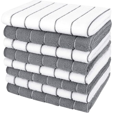 Torchons de cuisine, essuie-tout absorbants pour la vaisselle, chiffons doux pour la vaisselle, chiffons multi-usages pour le nettoyage et le séchage de la maison - lot de 8 pièces, 30,48 cm x 30,48 c (1/5)