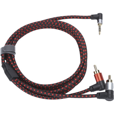 Câble audio 3.5mm mâle à 2 RCA mâle 90°, 2 mètres pour home cinéma et microphone stéréo, ABS
