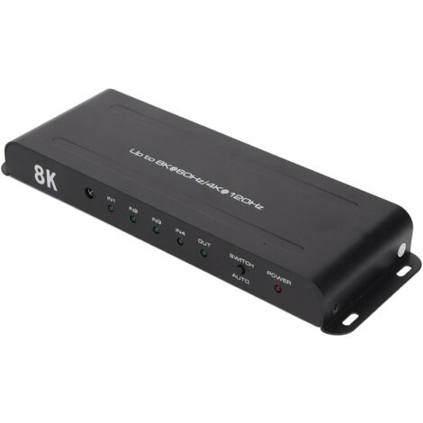 Commutateur HDMI 8K 4K 120Hz 40Gbps, 4 Entrées 1 Sortie pour Home Cinéma, Projecteur, PC, Télévision, Alimentation 100‑240V (1/5)