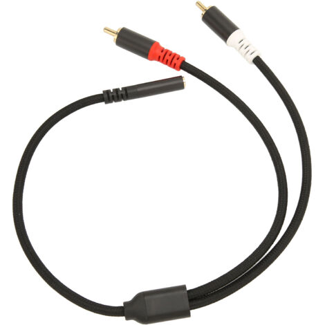 Câble Audio Stéréo 3.5mm Jack à 2 RCA Mâle Doré 30cm pour Haut-parleurs Téléphone MP3