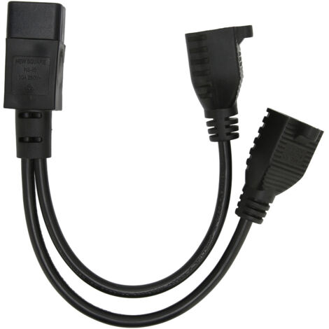 Câble Y de Prise C14 Mâle à Double 5‑15R Femelle, 30 cm, 10A 250V, Diviseur d'Alimentation (1/5)