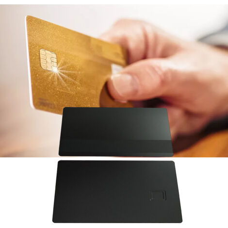 Carte de visite en laiton noir mat avec puce 4442 et bande magnétique, personnalisable et DIY (1/5)