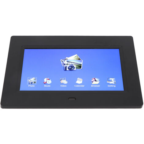 Cadre Photo Numérique 7 Pouces avec Télécommande, Affichage HD 800x480, Cadre Digital Multifonction, Noir, Alimentation 100‑240V (1/5)