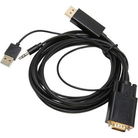 Câble Adaptateur VGA Mâle vers DisplayPort Femelle avec Audio et Alimentation pour PC, Moniteur, Projecteur (1/5)