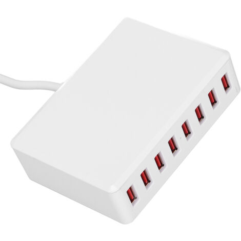 Station de Recharge USB 8 Ports 50W Rapide, Hub de Charge Intelligente pour Téléphones et Tablettes (1/5)