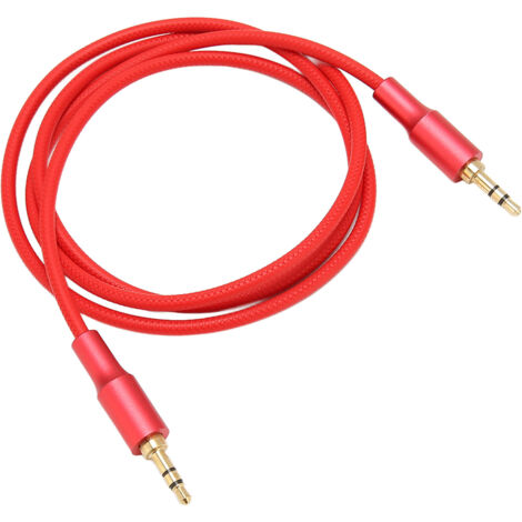 Câble Audio 3.5mm Stéréo Tressé Nylon pour Autoradio, Haut-parleurs ou Casque - 1 Mètre Rouge Haute Fidélité