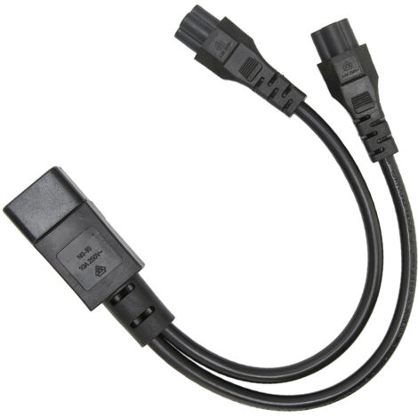 Câble double IEC C14 mâle vers 2 IEC C5 femelle pour chargeur ordinateur portable 100‑250V (1/5)