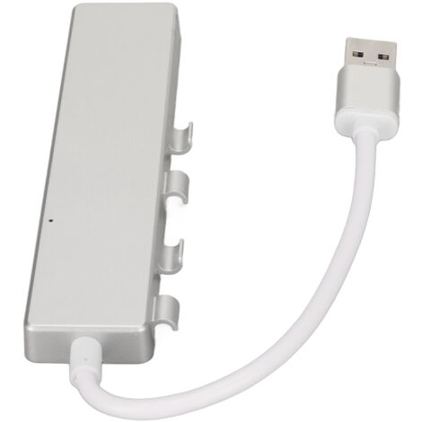 Hub USB 3.0 4 Ports avec Alimentation USB-C et Design Métallique Argenté