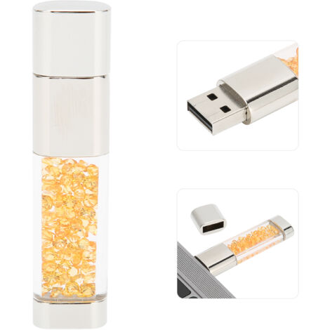 Clé USB 2.0 Diamant Jaune 4 Go - Transfert Rapide - Stockage Portable pour Voiture - Cadeau Personnalisé (1/5)