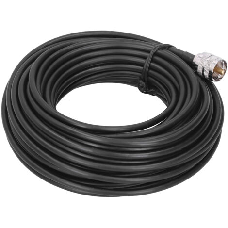 Câble coaxial RG-58 noir 15 m avec connecteurs UHF mâle et PL259 pour équipements radio