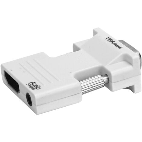 Câble Convertisseur HDMI VGA Audio - Adaptateur Blanc Femelle Mâle HD (1/5)
