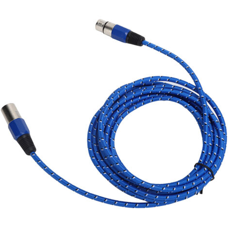 Câble XLR Mâle vers Femelle 5 mètres Bleu pour Microphone et Studio