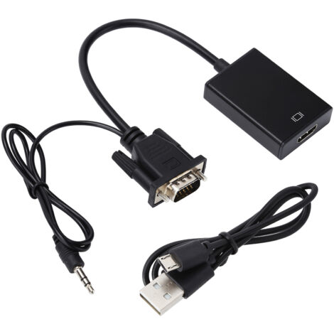 Convertisseur VGA vers HDMI avec Audio et Câble Intégré, Résolution 1080P