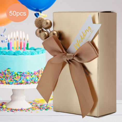 Boîte à Cadeaux en Papier pour Fête de Mariage avec Ruban Doré - 50 Pièces de Sachets de Bonbons Cadeaux (1/5)