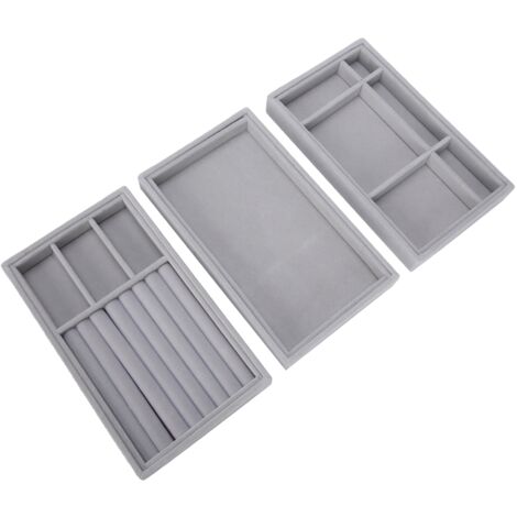 3 Plateaux Empilables pour Bijoux - Organisateur de Présentoir pour Boucles d'Oreilles, Colliers et Bagues (1/5)