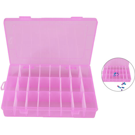 Boîte de Rangement Modulaire 24 Compartiments pour Bijoux et Accessoires - Rose (1/5)