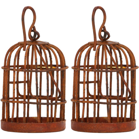 Cage à Oiseaux Vintage 1:12 pour Maison de Poupée, Décoration Miniature en Fer Forgé