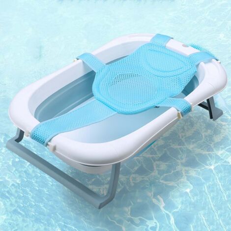 Siège de bain réglable pour nourrisson, hamac de douche léger, support de bain bébé bleu (1/5)