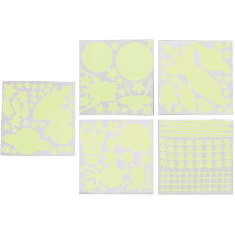 184 autocollants fluorescents thème fusée, stickers phosphorescents plafond vert brillant (1/5)