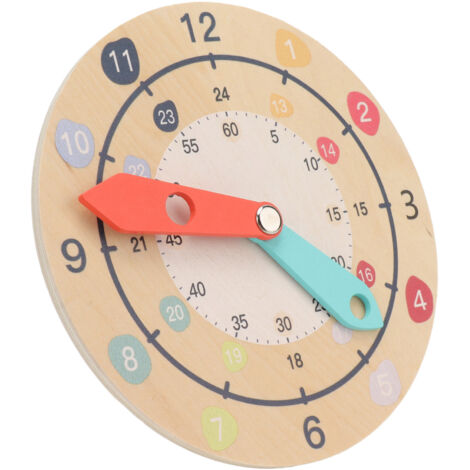 Horloge d'Apprentissage en Bois 3 Niveaux 15cm - Jouet Montessori pour Enseigner l'Heure aux Enfants (1/5)