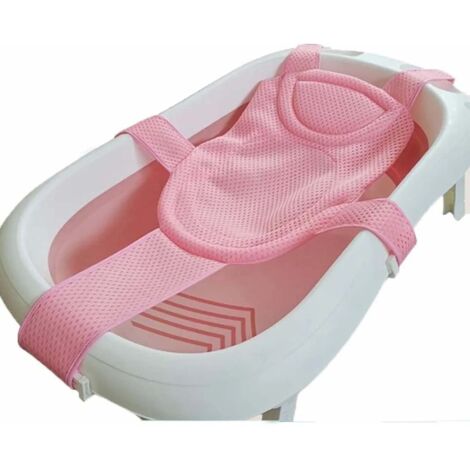 Siège de bain réglable pour nouveau-né, hamac de douche avec filet, support ajustable pour bébé, lit de bain rose (1/5)