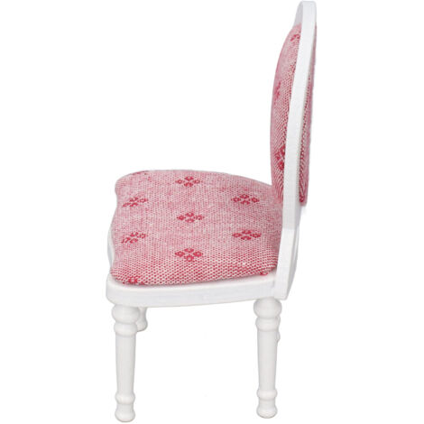 Chaise miniature rétro blanche 1:12 en bois pour maison de poupée, décoration meubles miniatures avec dossier haut (1/5)
