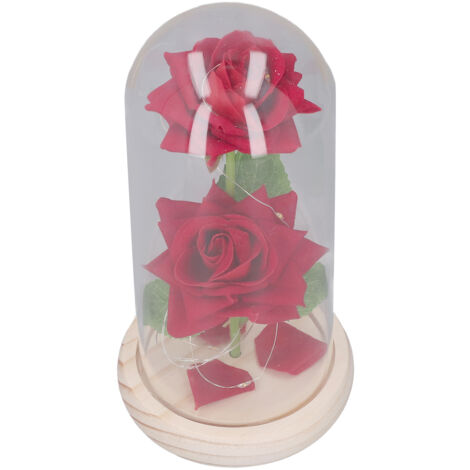 Roses LED sur Socle Bois - Décoration Lumineuse Saint-Valentin - Idée Cadeau Romantique (1/5)