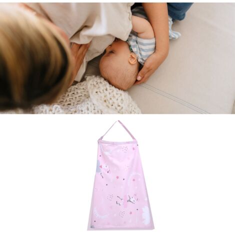 Tablier d'allaitement respirant en coton - Cache-allaitement rose avec bretelles réglables (1/5)