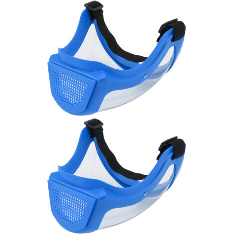 Masque de protection réutilisable adulte avec filtre en coton, 2 pièces bleu et blanc transparent (1/5)