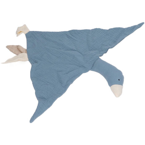 Couverture Sécurité Bébé en Coton Respirant, Doudou Mignon en Forme d'Oie - Couverture Nouveau-né Bleu et Noir