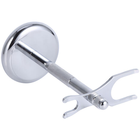 Support élégant pour brosse à rasoir en alliage, organisateur de salle de bain moderne et stable pour accessoires de rasage. (1/4)