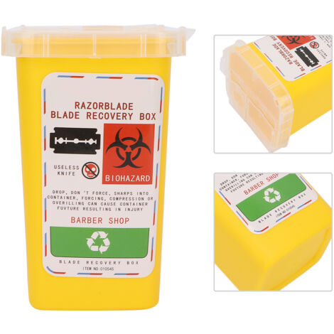 Boîte de sécurité pour lames de rasoir jetables - Salon de coiffure jaune (1/5)