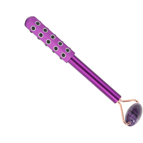 Rouleau de Massage Facial en Germanium Double Tête, Appareil de Soin Anti-Âge Portable Violet