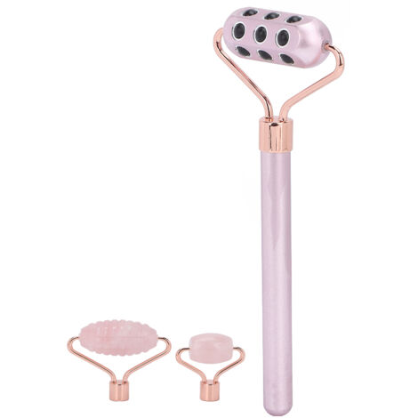 Rouleau de Quartz Rose et Germanium 3 en 1 pour Soin du Visage et Raffermissement Cutané
