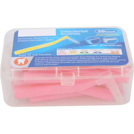 20 Brossettes Interdentaires L Rose pour Appareil Dentaire et Hygiène Bucco-dentaire (1/5)